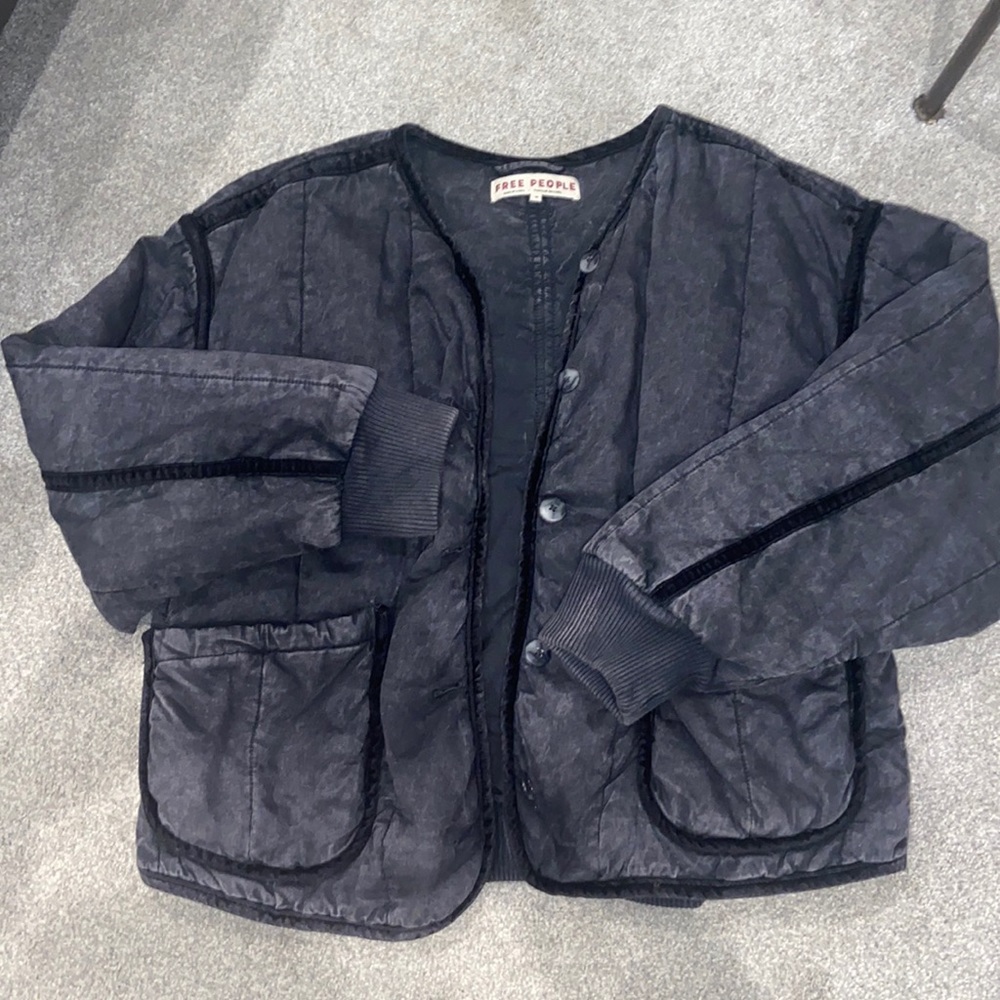 Free people black bomber quilt jacket